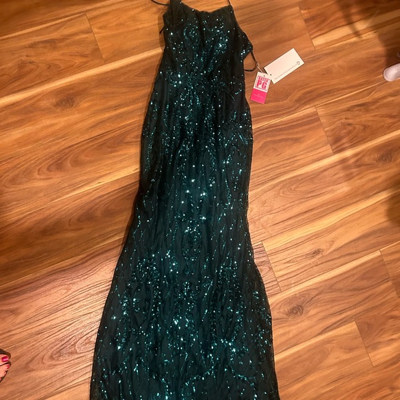 Promgirl Stunning green Elegant Sequin Maxi Dress nwt size 2 - Picture 3 of 5